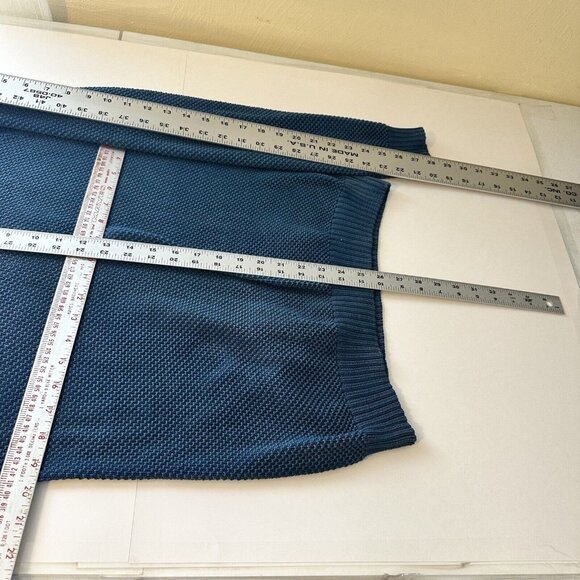 PERUVIAN CONNECTION Pima Cotton Teal Blue Crew Neck Pullover Sweater Large - Picture 7 of 9